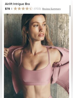 Cutest Alo Yoga $80 Airlift Intrigue Bra Size Large in Vintage Pink